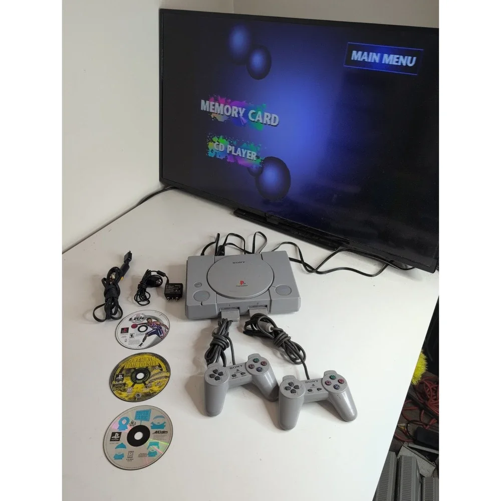 Sony PlayStation 1 PS1 Console Bundle SCPH-5501  w Controllers Cords Games More!